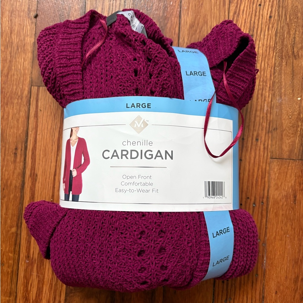 Chenille Open Front Cardigan - Rich Purple